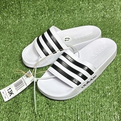 adidas Adilette Shower Kids Slide Sandals White/Black Slip On US 13K HP7606