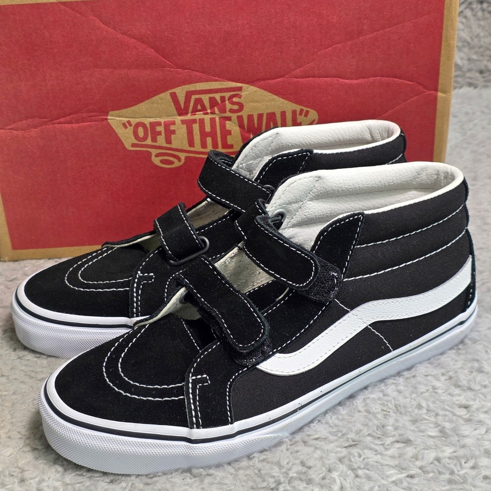 Vans Sk8-Mid Reissue V Black White Hook Loop Kids Juniors 6.0 Eu 38 WM 7 NIB