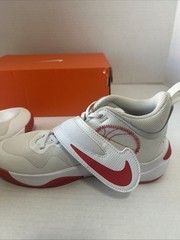 Size 6.5 (GS) – Nike Team Hustle D11 Mid Summit White Track Red