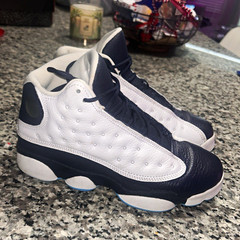Jordan Air Jordan 13 Retro Mid Top Leather Sneakers White/Blue Kids 6.5Y
