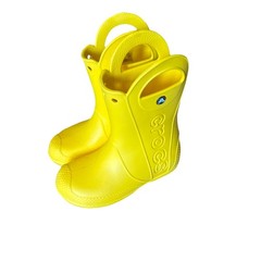 Crocs Unisex-Child Handle It Rain Boots Pull On Yellow Kids Size J2