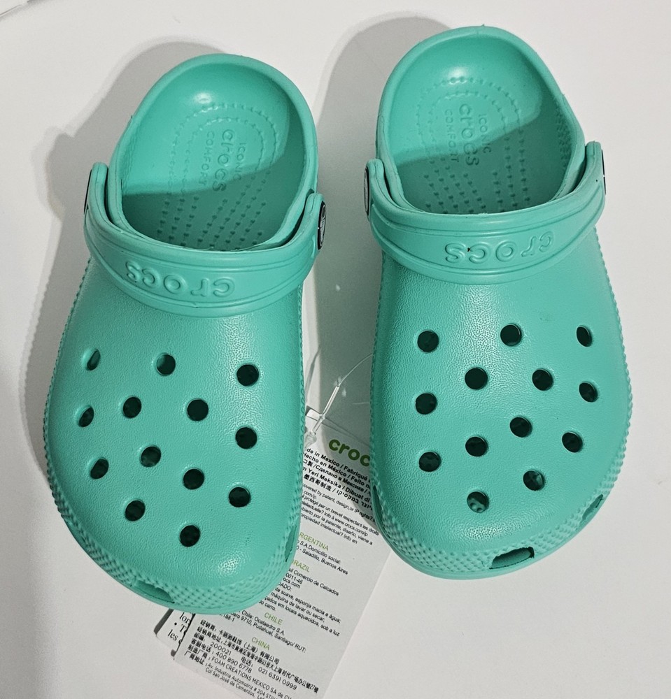 Crocs Classic Clog – Pre-School Size 11c – Light Green Turquoise Color-way (New)