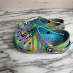 Crocs Classic Marbled Tie Dye Clogs Blue Pink Yellow Toddler SzJ 2 Girls Slip On