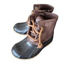 Sperry Top Sider Saltwater Kids Size 6M Duck Rain Boots Tan/Navy CG55203A