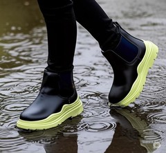 Kids Waterproof Leather Boots, Chunky Sole Rain Boots, Kids Fall Boots