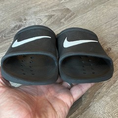 Nike Kawa Shower Slides Black White Logo Sandals Youth 3 C