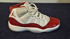 Jordan 11 Retro Cherry GS Size 7Y Pre-Owned 378038-116 White Red with OG Box