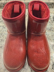 Big Kids SIZE 5 Classic RED Clear Mini II Large LOGO Fleece Lined Boots 1112386K