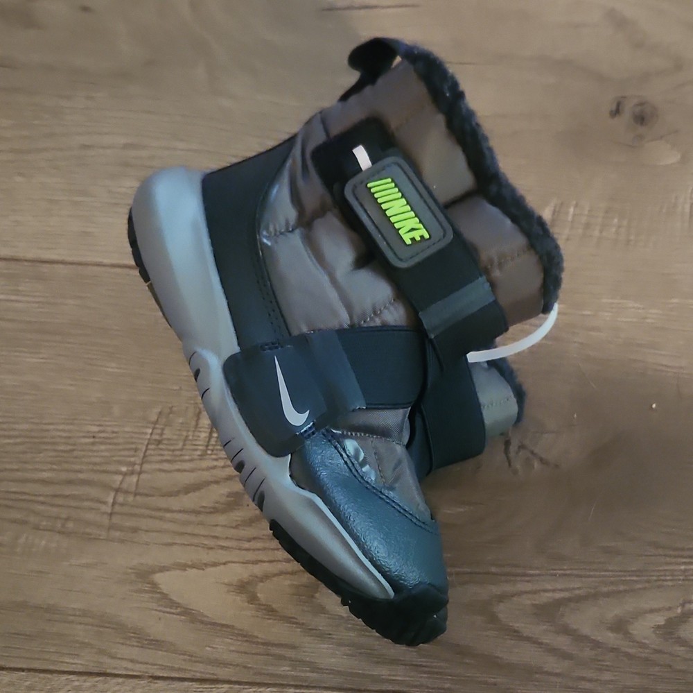 Nike DD0304-300 Snow Boot Gray Black Green Unisex Kids 11C Synthetic