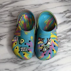 Crocs Classic Marbled Tie Dye Clogs Blue Pink Yellow Toddler SzJ 2 Girls Slip On