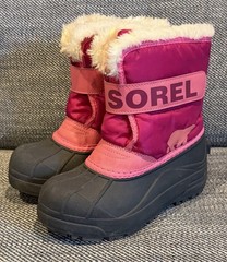 Sorel Snow Commander Winter Boots Kids 12 Pink Black Insulated