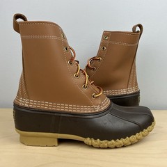 L.L. Bean Kids Duck Boots Size 5.0 Unlined 8” Brown Leather Lace Up NWOT