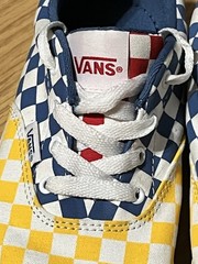 Vans Youth Size 3.5 Checkerboard Sneakers Blue Yellow Red Skate Shoes