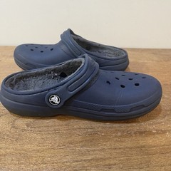 Crocs Kids J3 Cozy Lined Clogs Navy Blue Fleece Fall Winter Slip On Shoes Youth