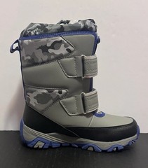 LANDS END Winter Boots Gray Camo/Blue THERMOLITE BOOTS Sz Youth 1