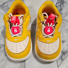 Nike Air Force 1 Kids Yellow/White/Pink Polka Dot Sneakers US 5C EU 21