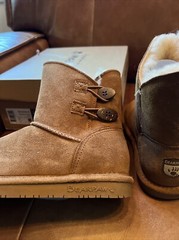 BearPaw Rosaline Youth Unisex Suede Wool Sheepskin Boot Sz 3 color Hickory II