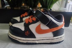 Rare Nike Dunk Low White Orange Black HALLOWEEN 304846-182 Toddler Size 5c