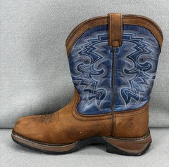 Durango Lil‘ Rebel Kid’s Western Boot 8 inch Blue and Brown # DWBT053 Size 6 M