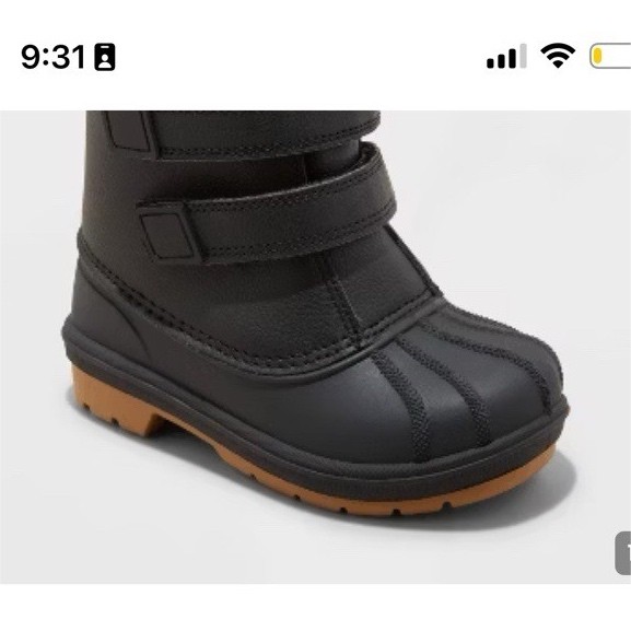 Cat & Jack Denver Winter Boots Black Waterproof Hook & Loop Fur Trim Unisex Kids