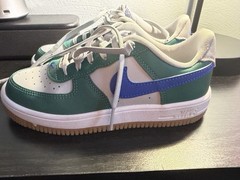 Nike Force 1 Low Grey Fog Green Racer Blue Kids 1.5Y IF1673-011