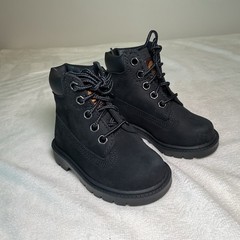Timberland 6 In Classic Boots BLACK Nubuck TB0 10810 001 Kids TD NEW Size 4c