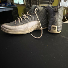 Jordan Air Jordan 12 Gray/White Leather Mid Top Sneaker 6Y Basketball MPN