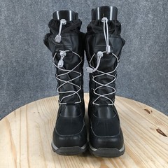Lands End Snowflake Insulated Winter Boots Youth Girls 5M Lace Up Mid-Calf Black