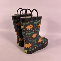 Western Chief Waterproof Rain Boot Dino World Kids Size 11 Easy Pull On Handles