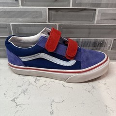 Vans Old Skool Kids Suede Blue & Red Sneakers Skateboard V 2 Straps~Size 2~EUC!