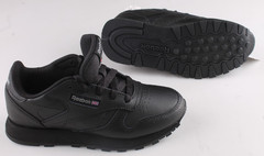 Reebok Classic Sneakers Black Leather Kids Size 1 New With Tags Lace Up Running