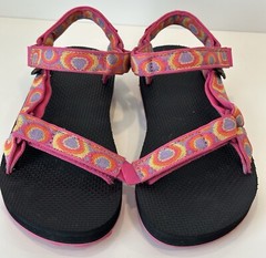Teva Original Universal Youth Size 5 Pink Adjustable Hike Water Sandal Bubbles