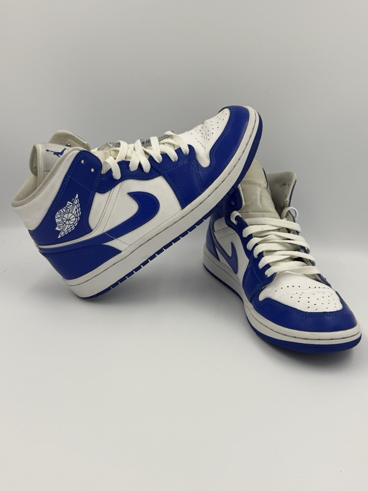 Nike Air Jordan 1 Mid GS White Game Royal BQ6472-104 Youth Size 8Y EU 39