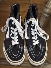 Vans Old Skool Big Kid High Top Skater Shoes Blk & Wht Sz 3.5