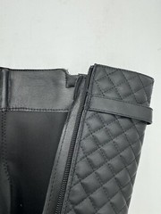 FabKids Boots Unisex Kids Quilted Tall Moto Black Block Heel Zip Buckle Size 5