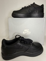 Nike Air Force 1 LE (GS) Black Leather Low Top Lace Up Sneakers US 4.5Y