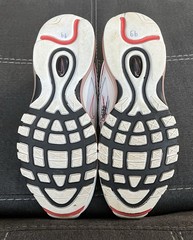 Nike Air Max 97 Script Swoosh Sneakers 7Y Women 8.5 White/Red/Black CQ4817-100