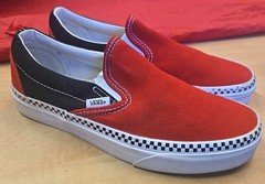 Vans Canvas Unisex Slip-On Checkerboard Red Skate Shoes Size 5.5- 721356