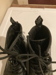 Doc Martens 1460 Junior black patent leather cosmic glitter boots size 2 Zip