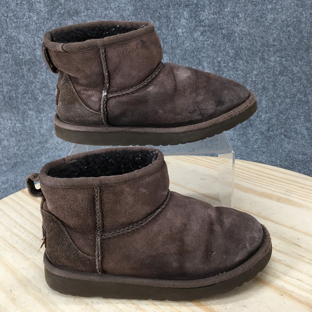 UGG Australia Boots Child 2 Classic Ultra Mini Ankle Booties Comfort Brown Suede