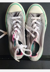 Converse All Star Unisex Kids Size 1 Gray Canvas Low Top Sneakers