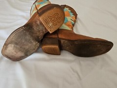 Anderson Bean Patch Cross Leather Western Boot Youth SZ 3 Brown Multi Cowgirl