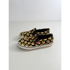 Buc-ees Beaver Logo Print Black Canvas Slip On Shoes Kids Size 4Y 6W