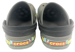 Crocs Kids Classic Clogs Train Print Gray Black C11 Steam Engine Slip On Shoes
