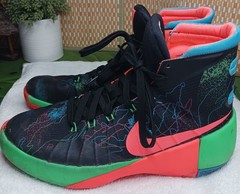 US 7 Youth NIKE Hyper Dunk Basketball Shoe Sneaker Orange Blue Green 2015