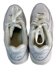 Nike Air Max 90 Leather Triple White Sneaker Shoe CD6864-100 Youth GS Size 4.5Y