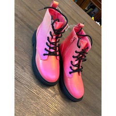 Art Class Combat Boots Kids Size 5 Pink Kayden Iridescent Lug Sole Zip Up