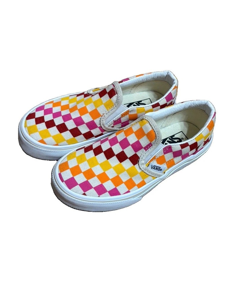 VANS Slip-On Checkerboard Multicolor Canvas Sneakers Kids US 12 Skate Shoes