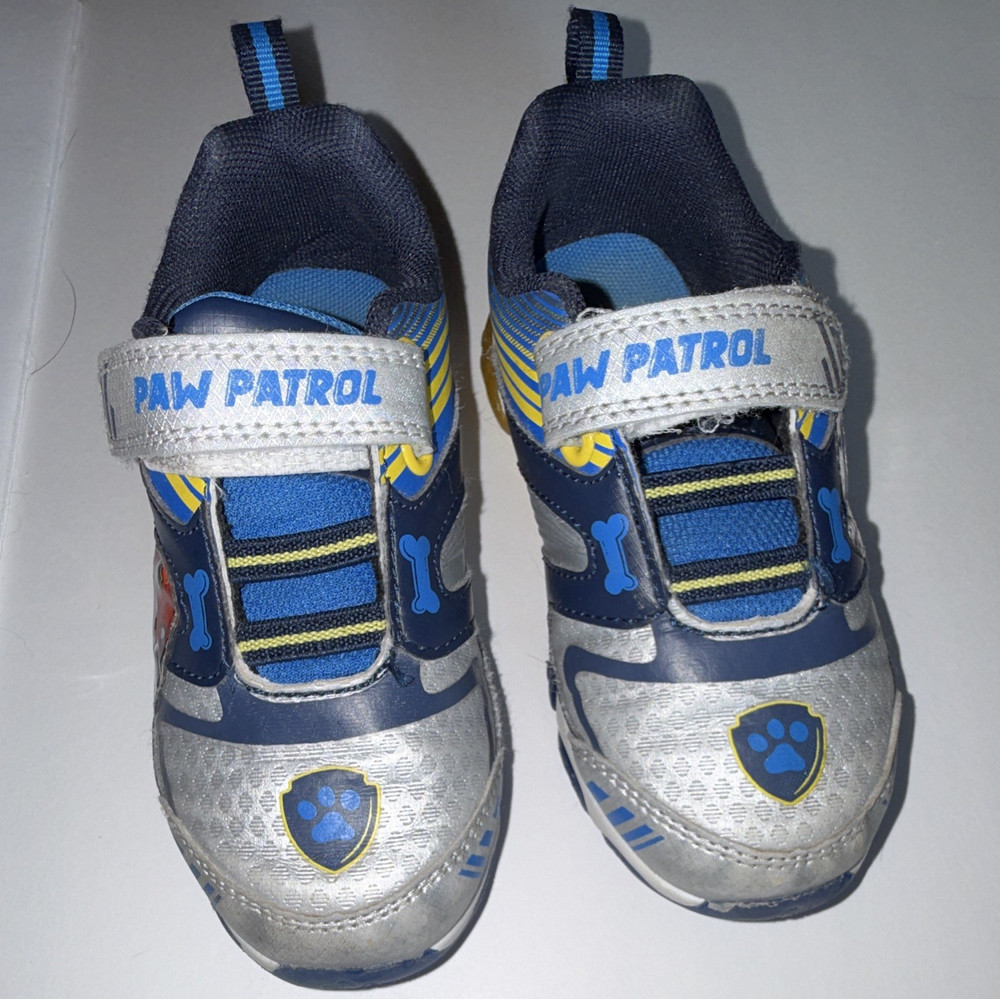PAW Patrol Chase & Marshall Kids Sneakers Hook & Loop Blue/Silver/Yellow US 10