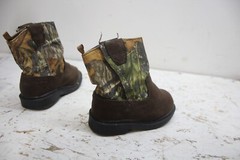 FADED GLORY Warren II Kid’s Camo Green Brown Cowboy Farm Boots | US SIZE 4